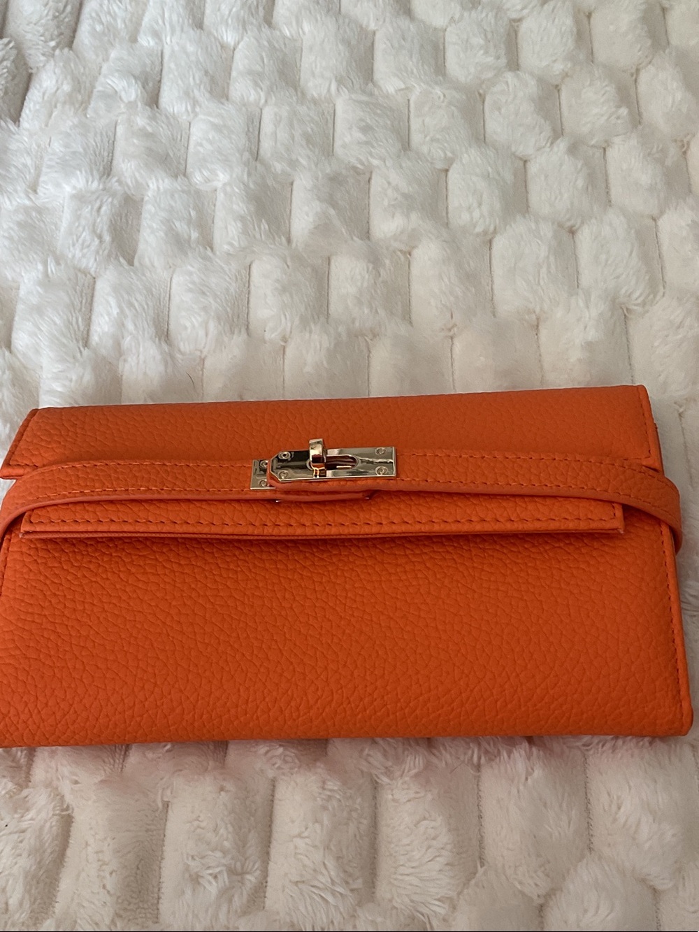Orange 🍊 Wallet Clutch with Gold Hardware
